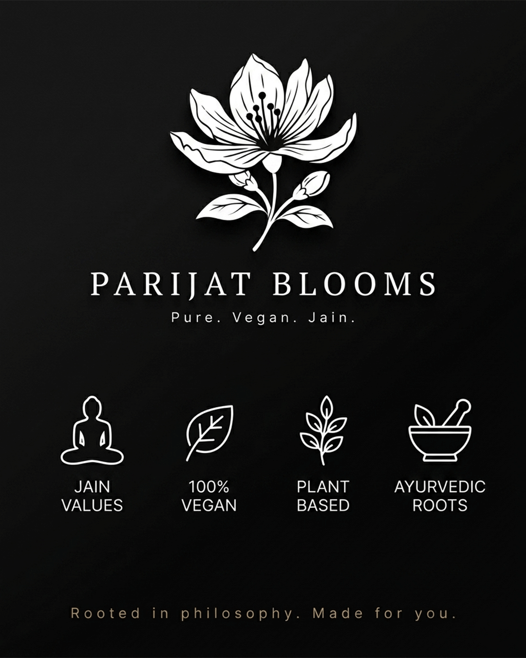 Parijat Blooms brand philosophy — Jain Vegan Plant Based Ayurvedic hair pack India